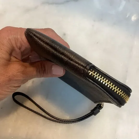 Coach Wristlet Bag Purse Small Signature Canvas Corner Zip Wallet Pouch - Picture 9 of 12